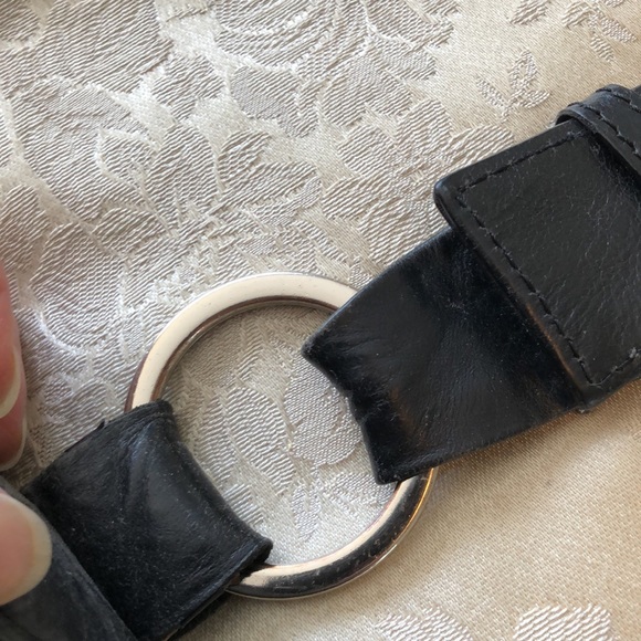 JOANEL BLACK LEATHER STUDDED CROSS BODY WIDE STAP MULTI POCKETS & ZIPPERS - #181 - Picture 13 of 16